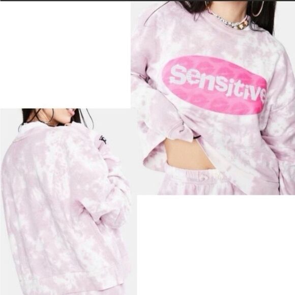 REVOLVE BSR Samii Ryan Pink Cloud "Sensitive" Sweatshirt Size Medium - Picture 1 of 9